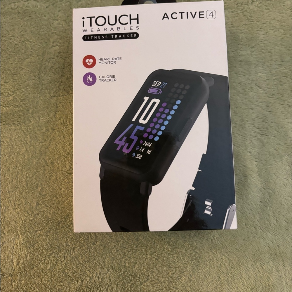 iTouch Active 4 Black Fitness Smartwatch - Heart Rate & Calorie Tracker